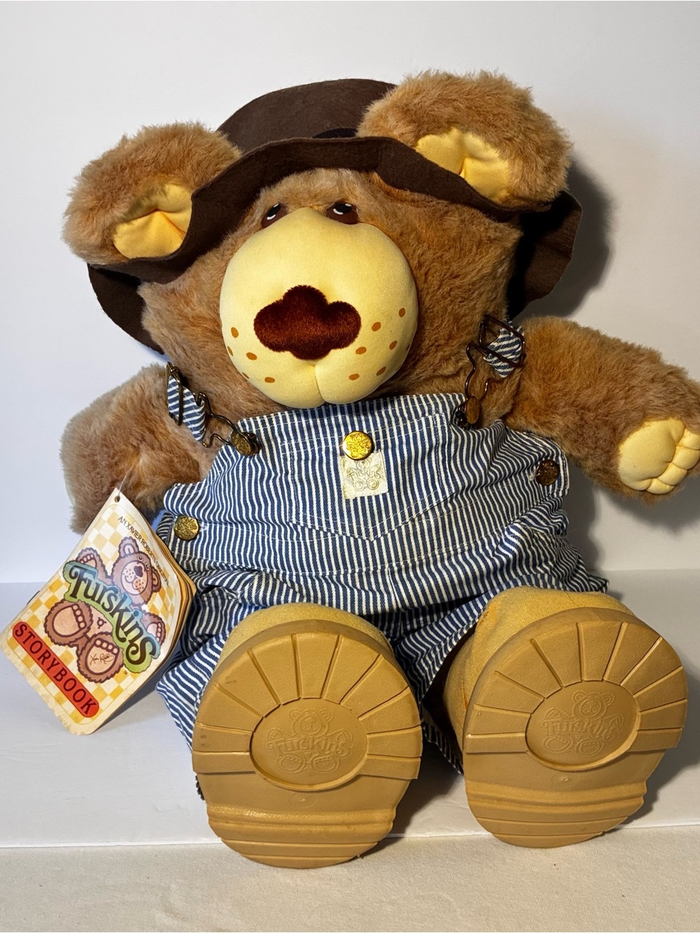 Vintage 1980s Furskins Dudley Bear Xavier Roberts Storybook Plush w/ Tags Hat Ov